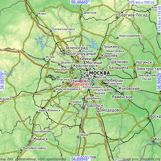 Topographic map of Ramenki