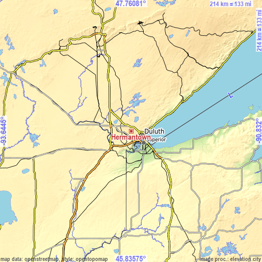 Topographic map of Hermantown