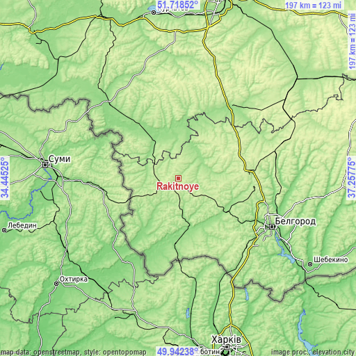 Topographic map of Rakitnoye