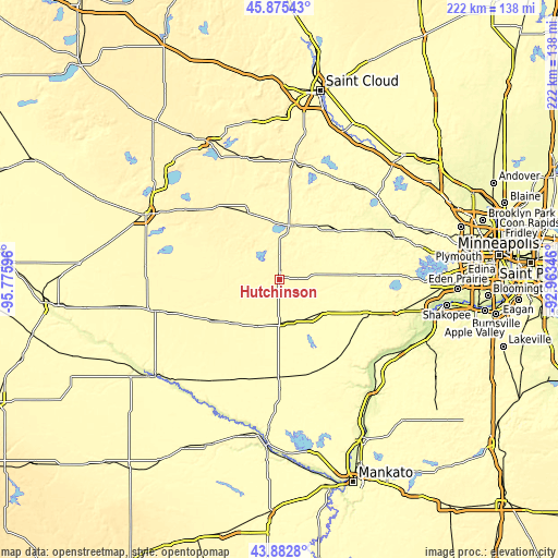 Topographic map of Hutchinson