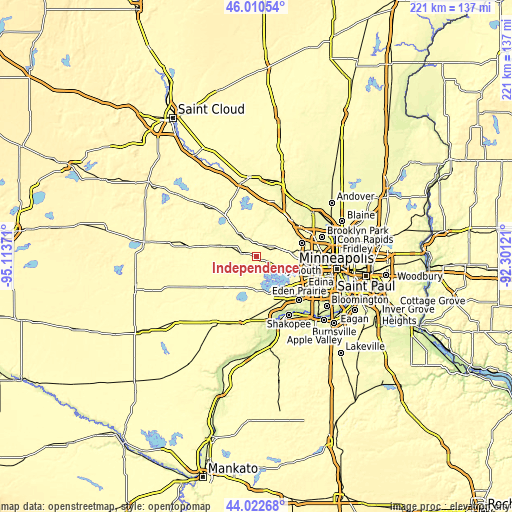 Topographic map of Independence