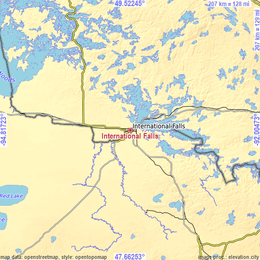 Topographic map of International Falls