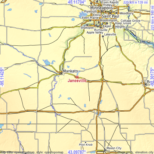 Topographic map of Janesville