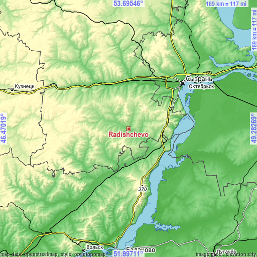 Topographic map of Radishchevo