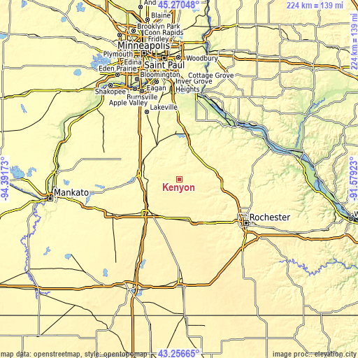 Topographic map of Kenyon