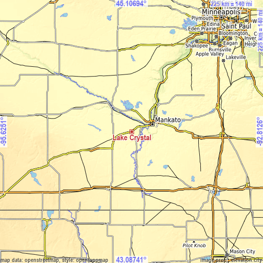 Topographic map of Lake Crystal