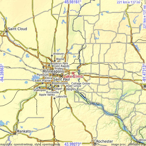 Topographic map of Lake Elmo