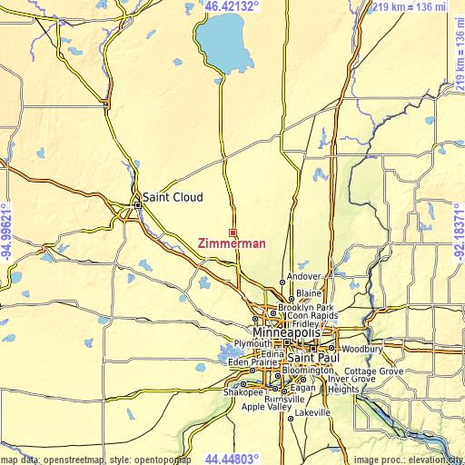 Topographic map of Zimmerman