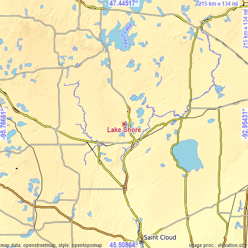 Topographic map of Lake Shore