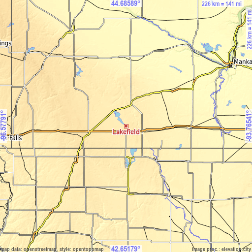 Topographic map of Lakefield