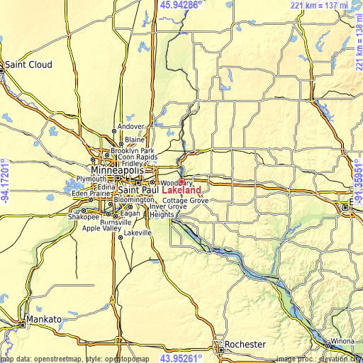 Topographic map of Lakeland