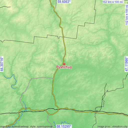 Topographic map of Pyshchug