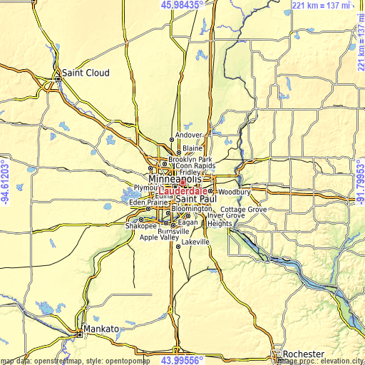 Topographic map of Lauderdale