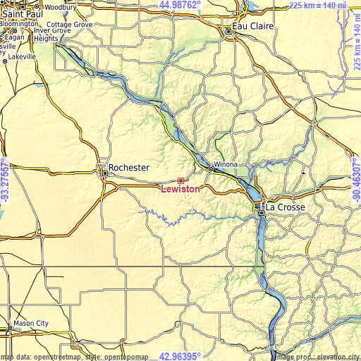 Topographic map of Lewiston