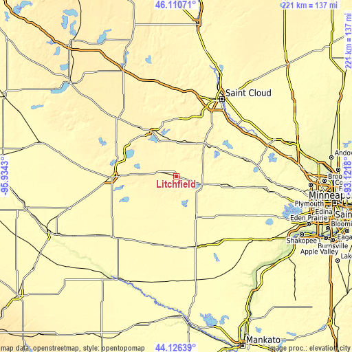 Topographic map of Litchfield