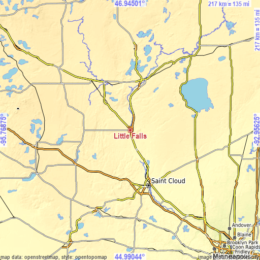 Topographic map of Little Falls