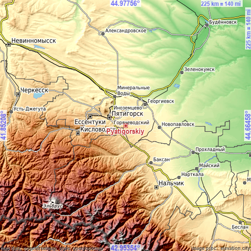 Topographic map of Pyatigorskiy