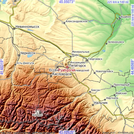 Topographic map of Pyatigorsk