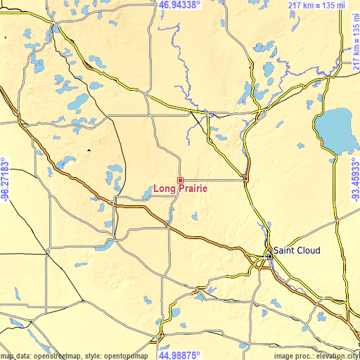 Topographic map of Long Prairie