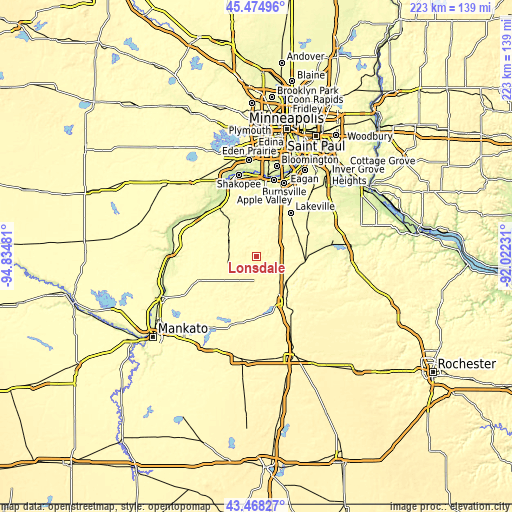 Topographic map of Lonsdale