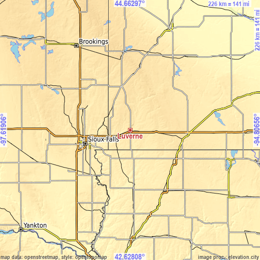 Topographic map of Luverne