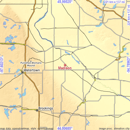 Topographic map of Madison