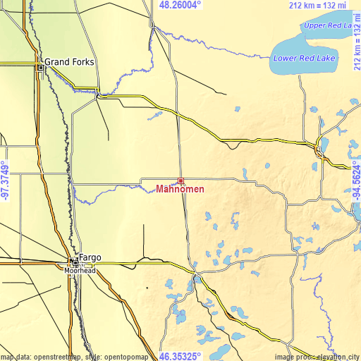 Topographic map of Mahnomen