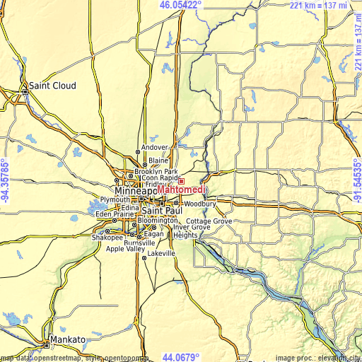 Topographic map of Mahtomedi