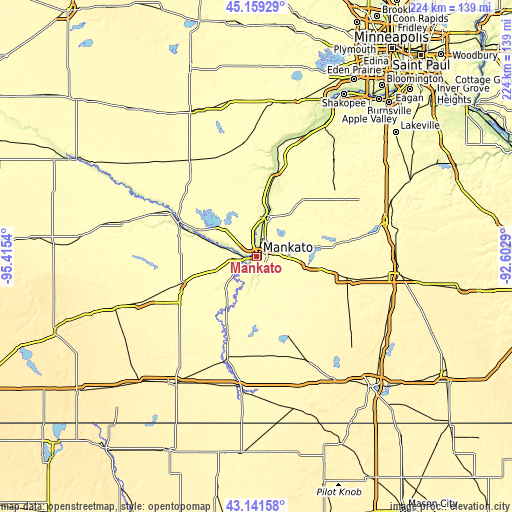 Topographic map of Mankato