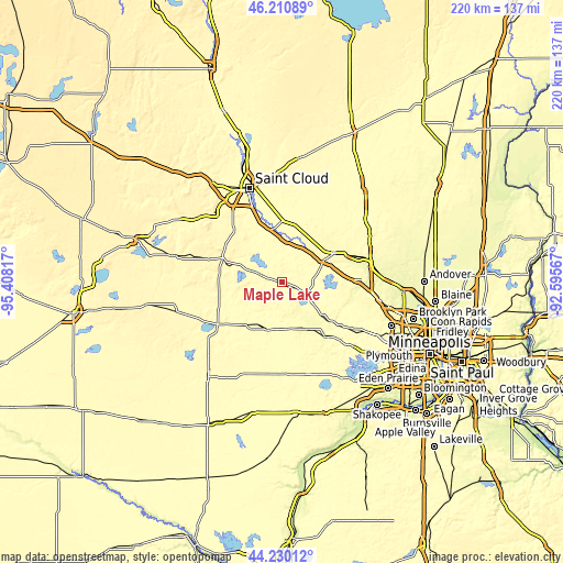 Topographic map of Maple Lake