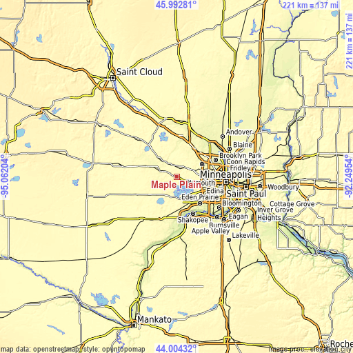 Topographic map of Maple Plain