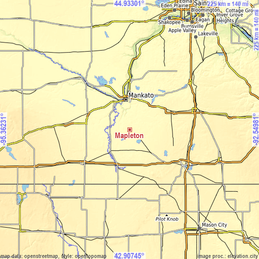 Topographic map of Mapleton