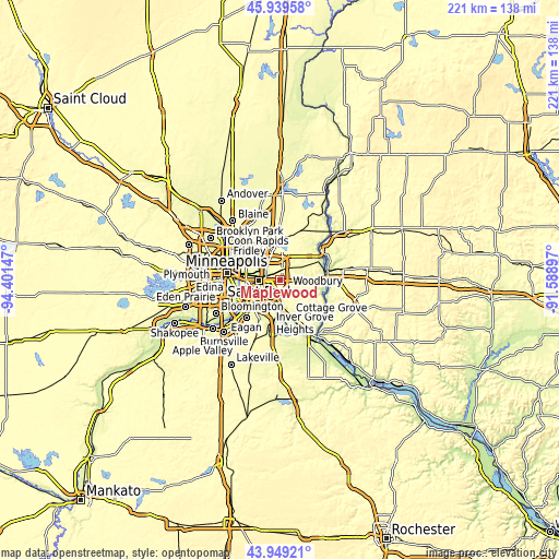 Topographic map of Maplewood