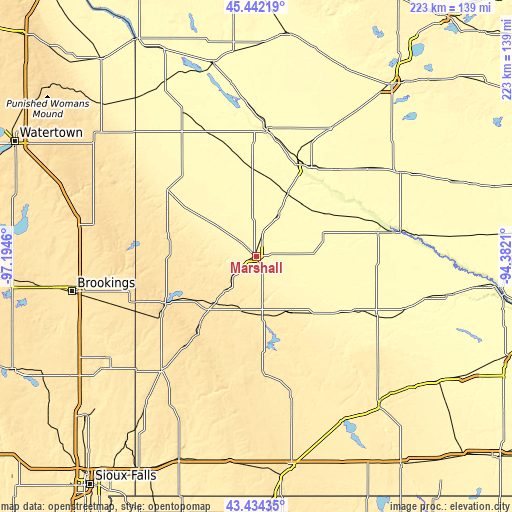 Topographic map of Marshall