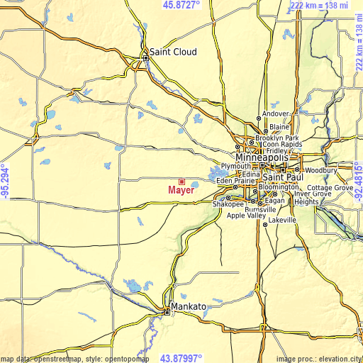 Topographic map of Mayer