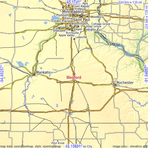 Topographic map of Medford