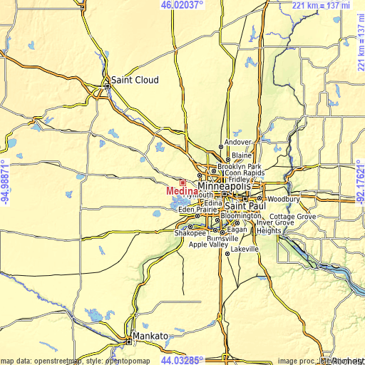 Topographic map of Medina