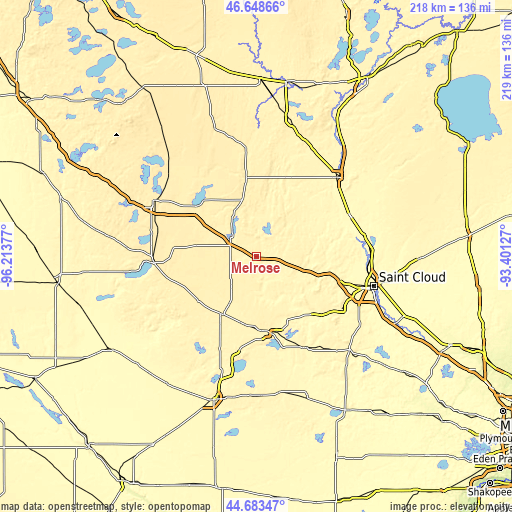 Topographic map of Melrose