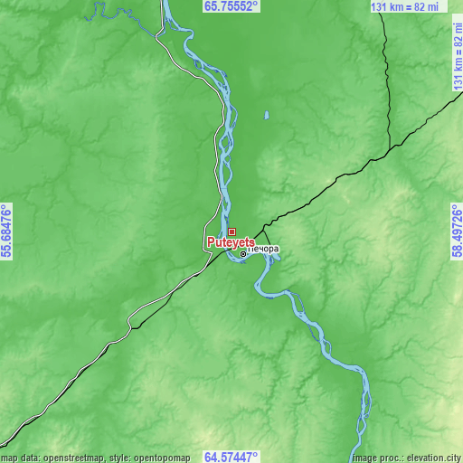 Topographic map of Puteyets