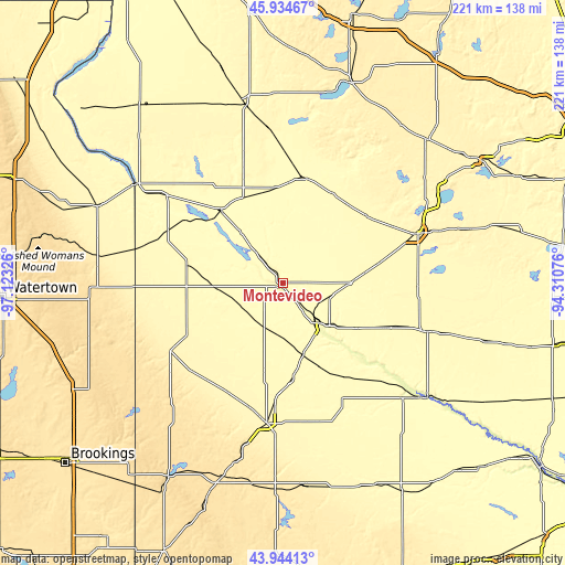 Topographic map of Montevideo