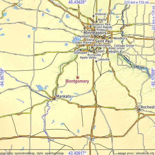 Topographic map of Montgomery