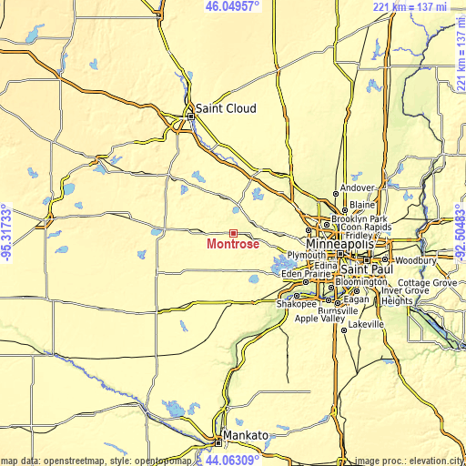 Topographic map of Montrose