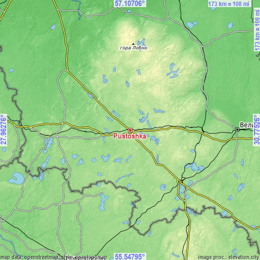 Topographic map of Pustoshka