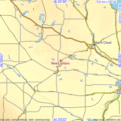 Topographic map of New London