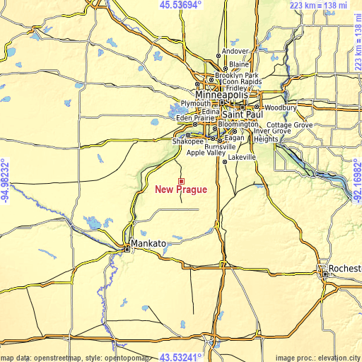 Topographic map of New Prague