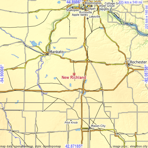 Topographic map of New Richland