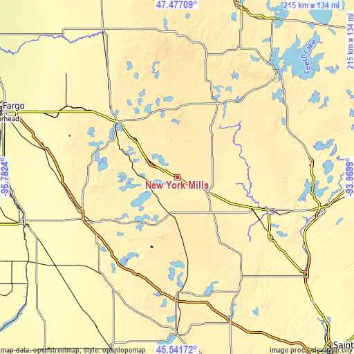 Topographic map of New York Mills