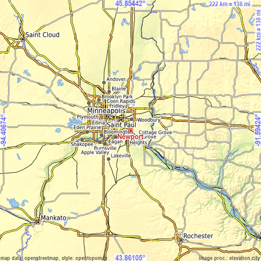 Topographic map of Newport