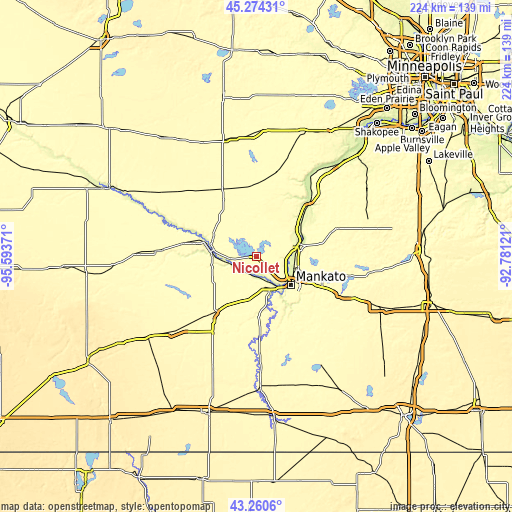 Topographic map of Nicollet