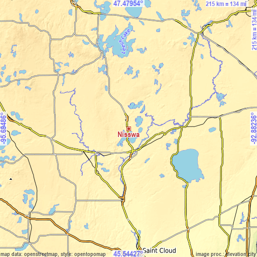 Topographic map of Nisswa